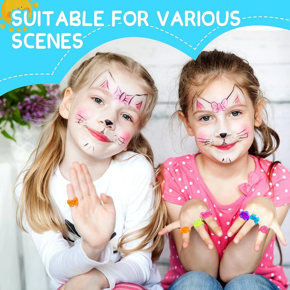 30/100PCS Children's Toys for Kids Girls Boys Glitter Plastic Rings Party Favors Assorted Colors Designs Easter Trinkets