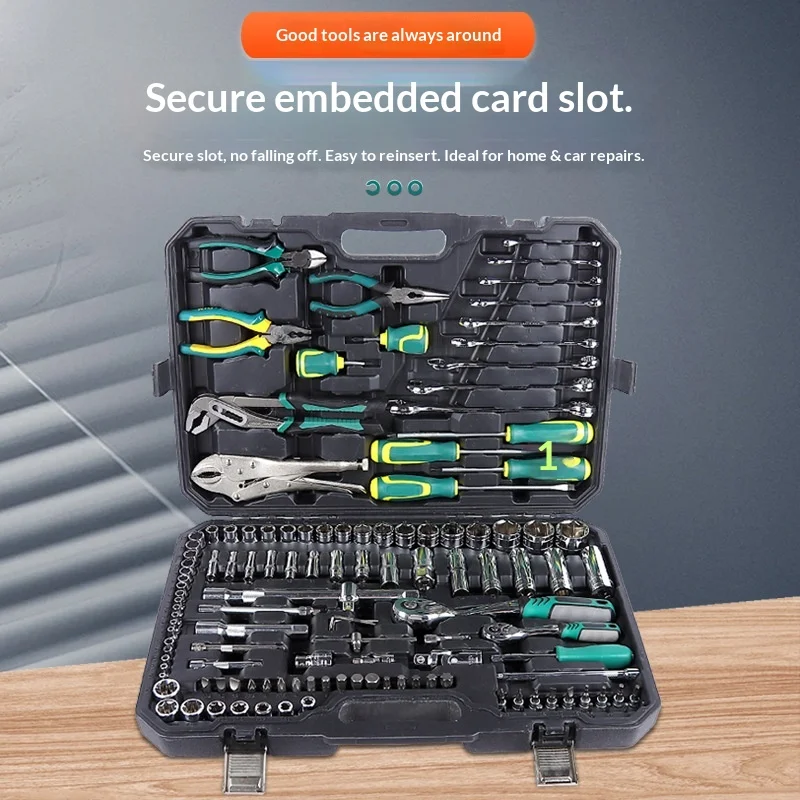 131-Piece Auto Repair & Household Combination Set with PC Ratchet Pliers Screwdriver Dual-Purpose Wrench Tool Box CRV Material