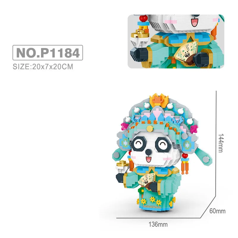 Idea Cartoon Animal Figures Chinese Quintessenc Nanobricks China Opera Characters Micro Block Panda Building Brick Toy For Gift