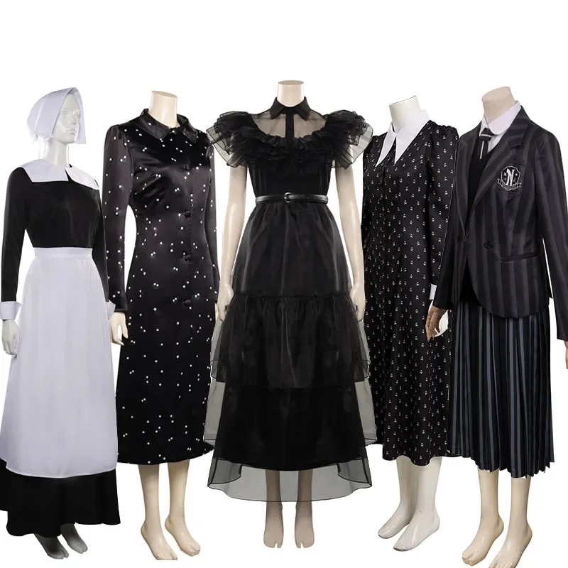 Wednesday Addams Wednesday Cosplay Kostuum Outfits Jurk Uniform Meid Halloween Carnaval Feestpak Voor Vrouwen Meisjes