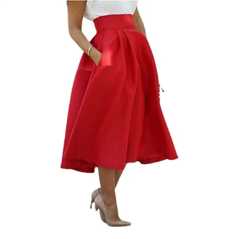 

Sexy Red Faionable Trendy Waist-Cinching Midi Skirt Autumn New Arrival Casual Sle Polyester Fiber Busin Casual Scene