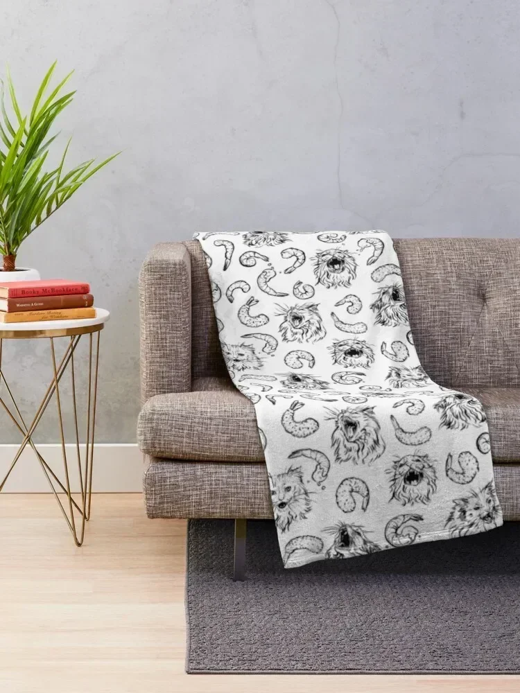 Shrimpy Dreamz, Thurston the Cat Pattern Throw Blanket Thermal funny gift valentine gift ideas heavy to sleep Blankets