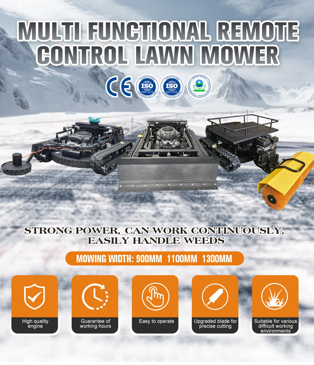 Прямые поставки с фабрики. Новейшая газонокосилка с дистанционным управлением 2025 года с насадкой для снегоочистителя, многофункциональная вездеходная машина.