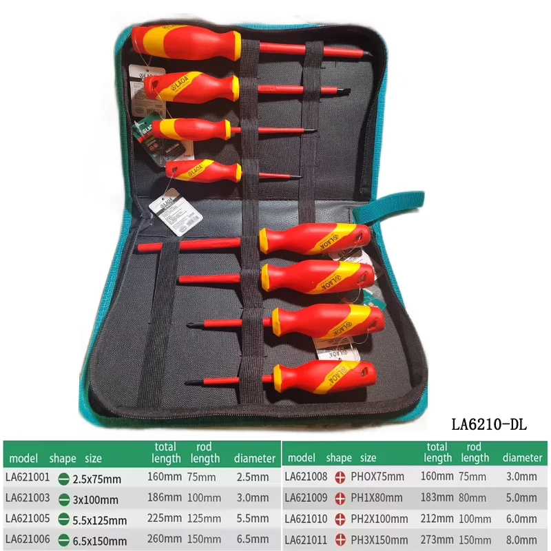 

LAOA 6/8PCS Insulated phillips screwdriver batch set screwdriver alloy steel household multi-function magnetic screwdriver