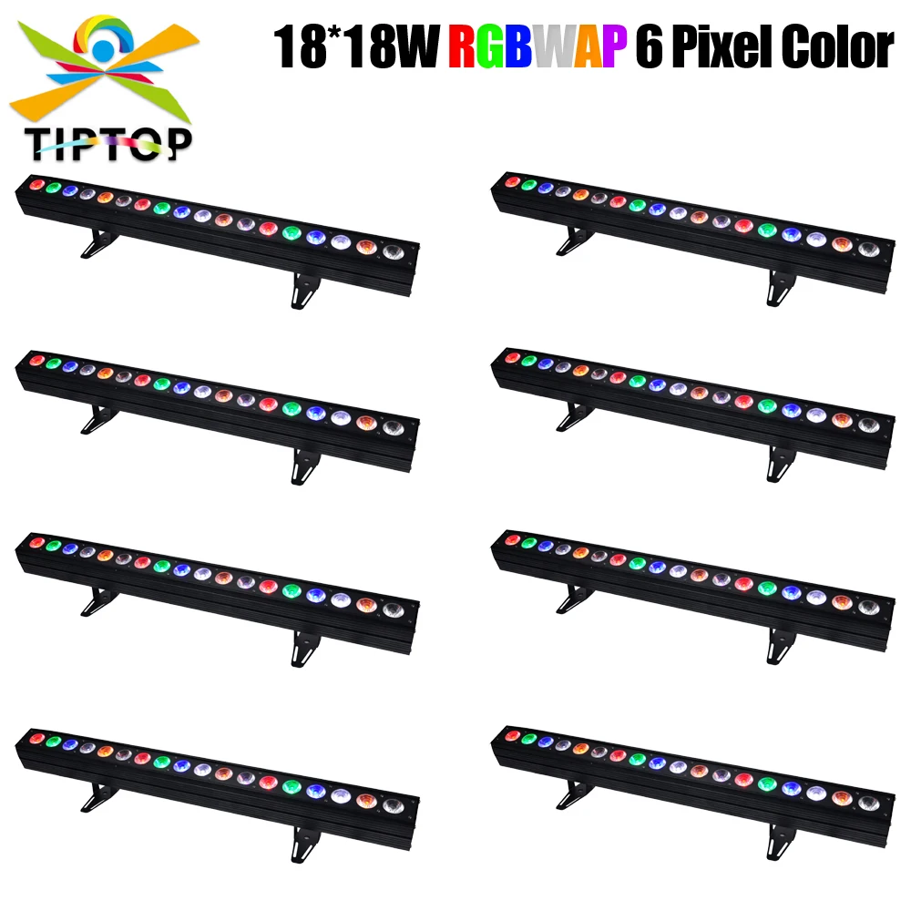 TIPTOP 18x18W Pixel Led Wall Washer Light 100cm Long Short Bar Beam Light RGBWA UV 6IN1 Color Indoor Type Matrix