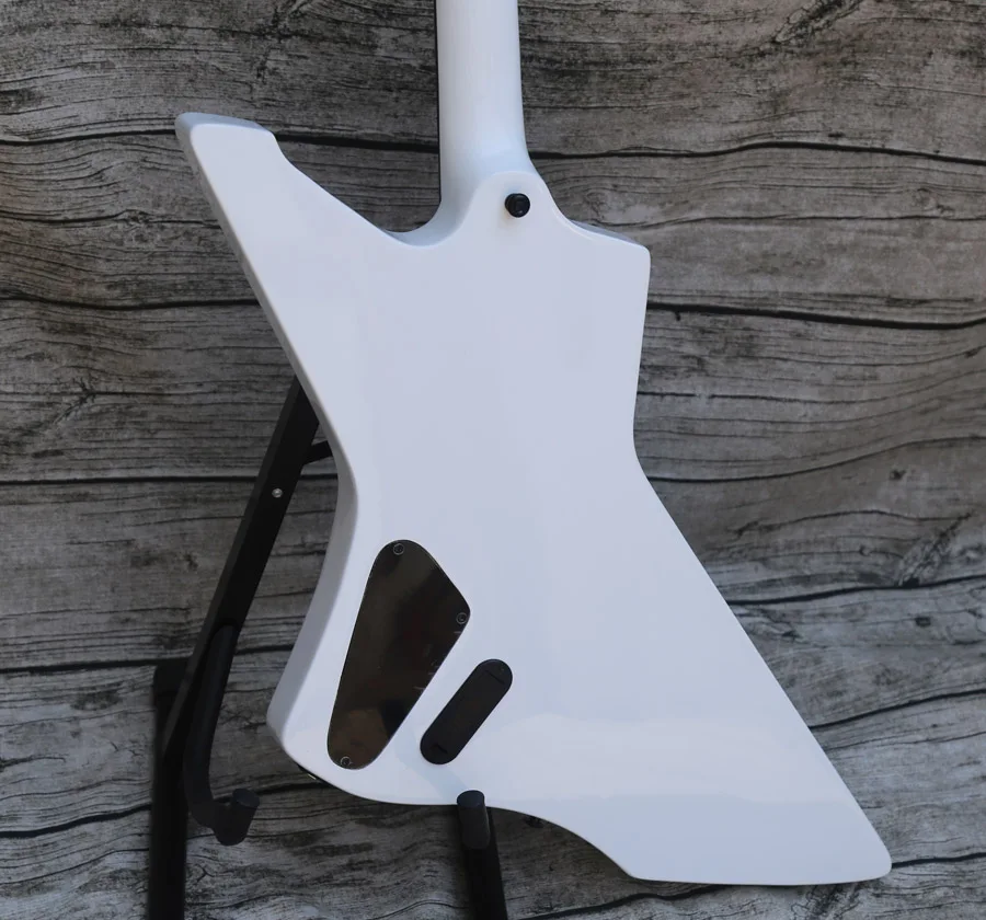 In Stock Snake Byte Hetfield White EX Electric Guitar 9V Battery Box China Active EMG Pickups Black Hardware