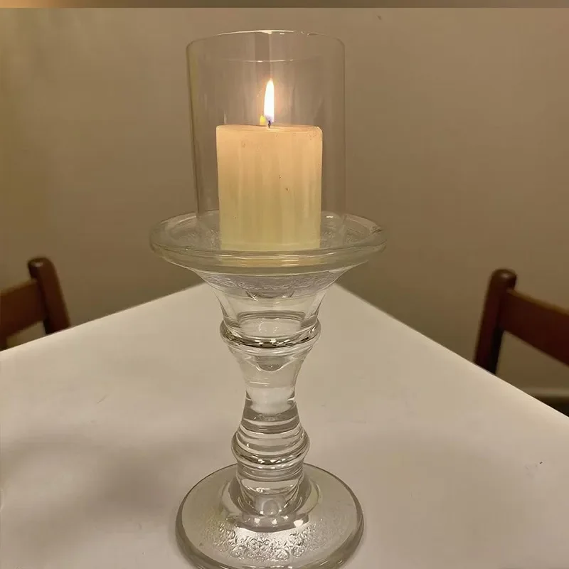 for European Gold-Painted Glass Candle Holder Dining Table Warm Atmosphere Decoration Hotel Restaurant Decor Ins Wedding