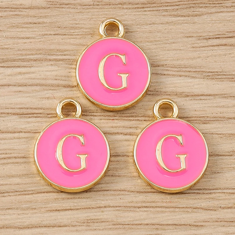 10 Stück niedliche, doppelseitige Buchstabenanhänger aus Emaille, Alphabet A-Z, zum Basteln von Schmuck, für Namens-Ohrringe, Halsketten und DIY-Bastelarbeiten. – Detail 9