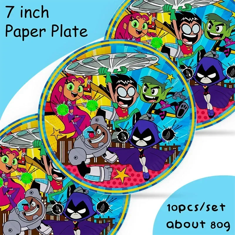 Teen Titans GO Theme Birthday Party Decorations Cake Topper Birthday CUP PLATE Straw Swirls Stickers  KidsParty Supplies Decor