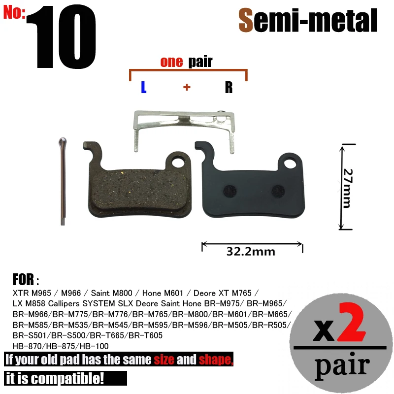 DELT 2 Pair Bicycle Disc Brake Pads,For SHIMANO,M975,M966,M800,XT,M775,M776,M665,M601,M596,M595,E-BIKE,Part