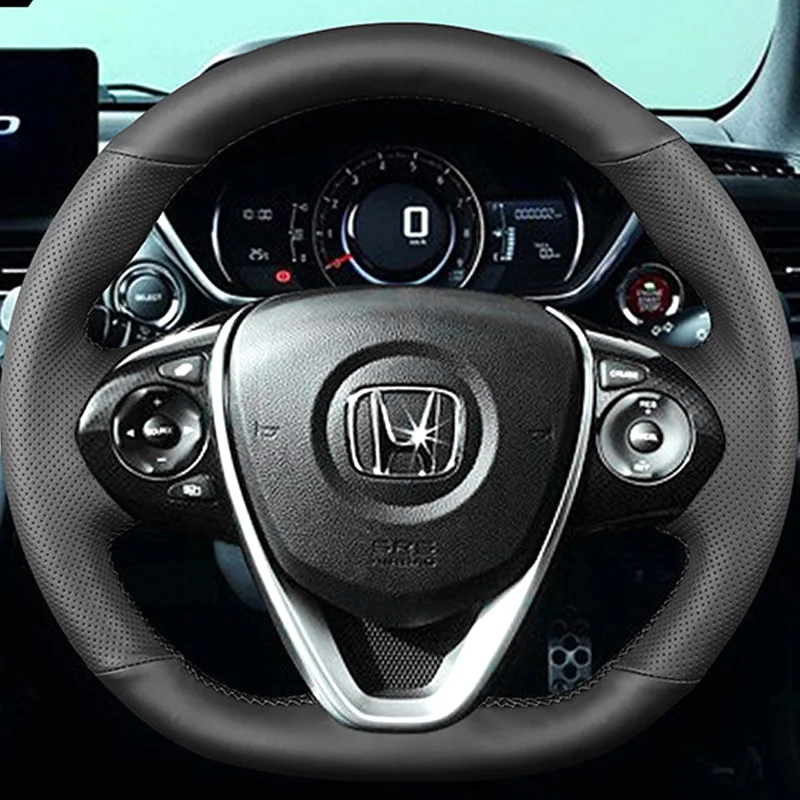 for Honda S660 11th gen Civic Hand Stitched Black Perforated napa Leather renovation Car Steering Wheel Cover