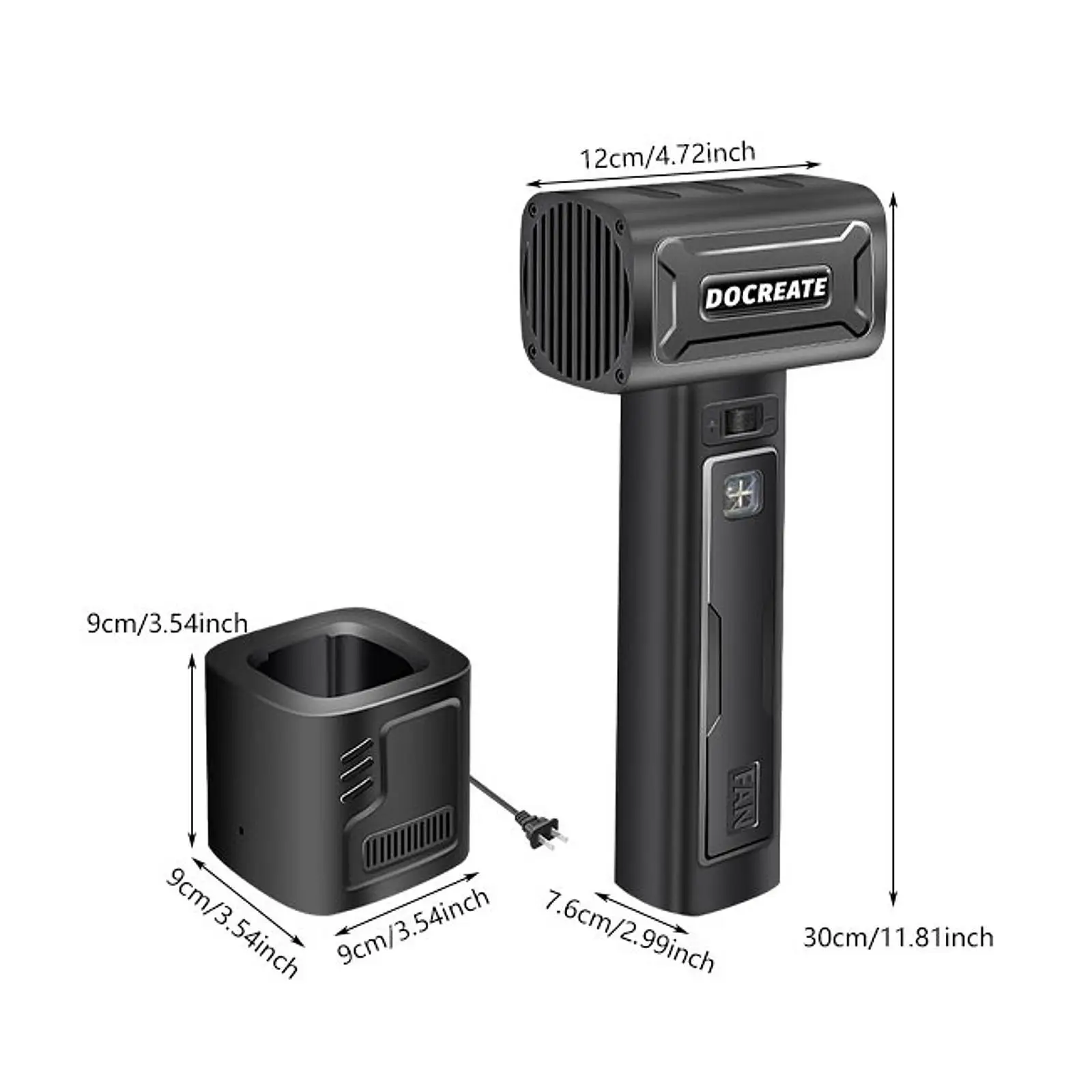 High Speed Turbofan Brushless Rechargeable Multifunctional Violent Fan for Outdoors Workshop Crevices Computer Keyboards Window