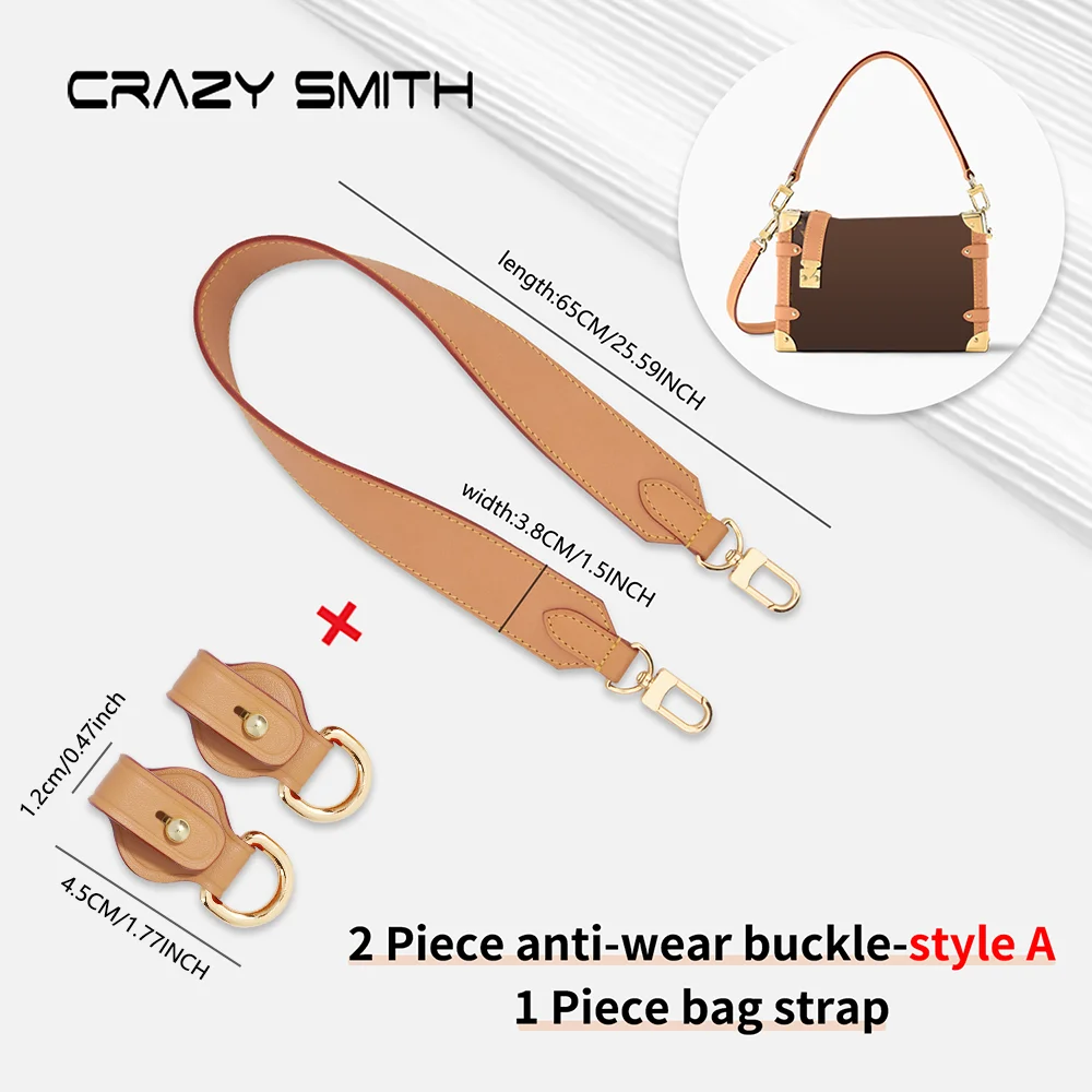 CRAZYSMITH Leather Bag Strap Fits for LV Side Trunk Handbag Replacement Strap Hardware Protection Leather Anti-wear Buckle