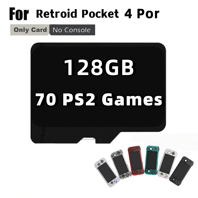 لـ Retroid Pocket 4 Pro TF بطاقة ريترو المحمولة بطاقة SD محملة مسبقًا 70000 ألعاب 450 PSP ألعاب 480 PS2 GANES 512GB سيارة الذاكرة