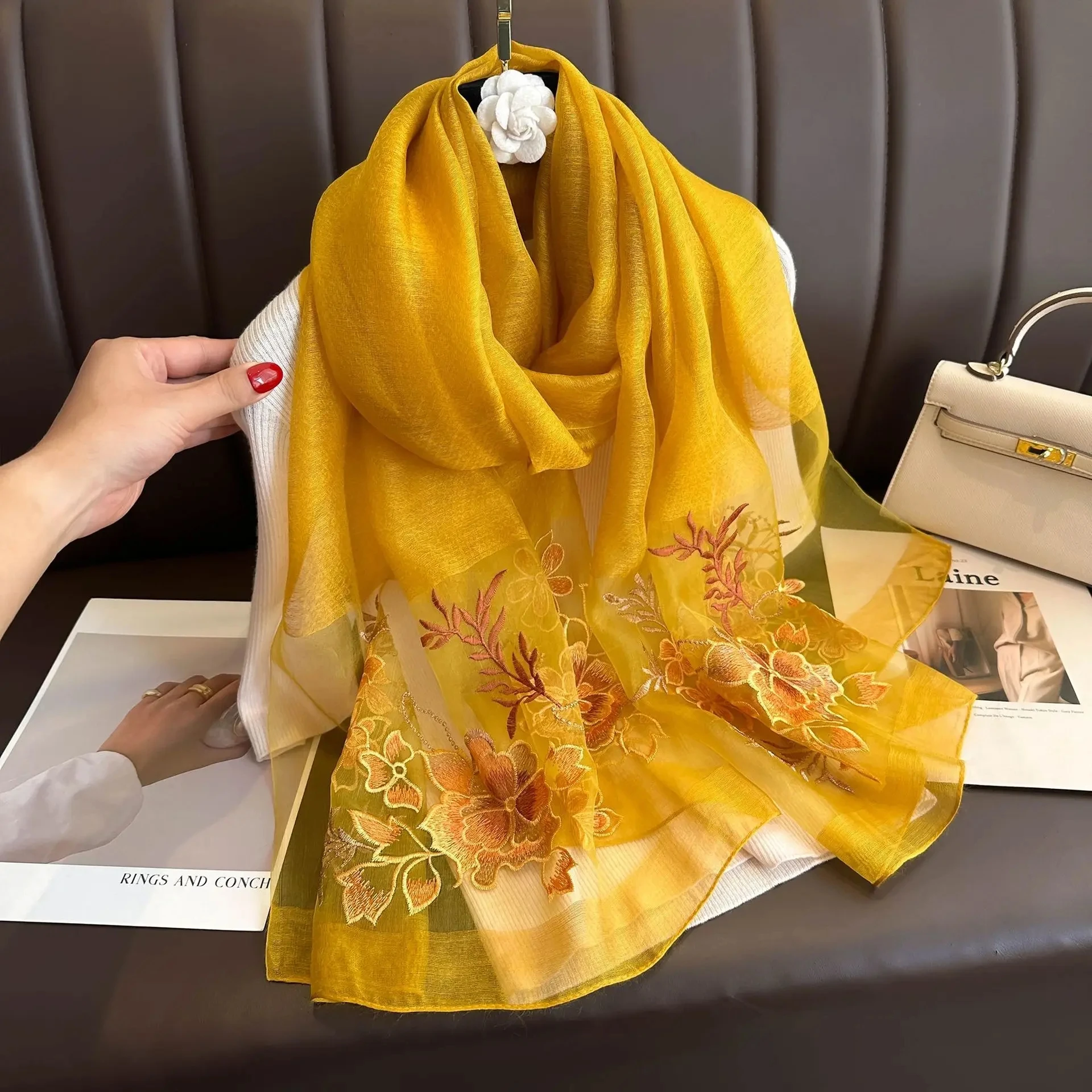 Luxury Brand Solid Silk wool scarf Women Shawls Scarves Summer Lady Hijab Winter Fashion Warm Bandana Foulard Pashmina Poncho