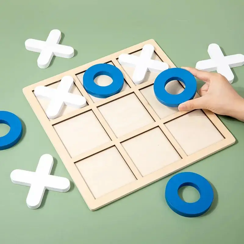 Parent-Child Interaction Wooden Board Game XO Tic Tac Toe Chess Fun Developing Intelligent Educational Toy Puzzles Battle Games