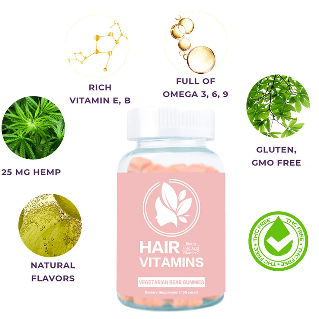 2 Bottles Hair Jelly Collagen Vitamin Promote Hair Growth and  Biotin Gummy Can Improve Hair Health Promote Hair Growth