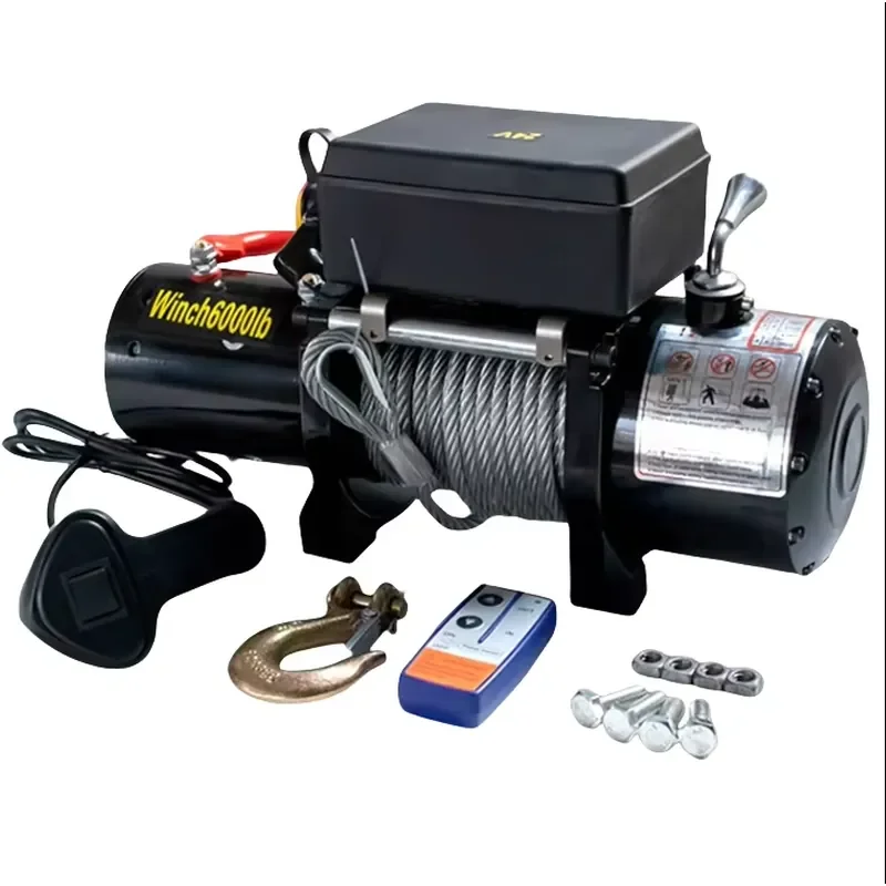 6000lbs 12V Recovery Car Electric Winch Series Wireless Remote Control Steel Cable Winches Electric Hoist for Heavy