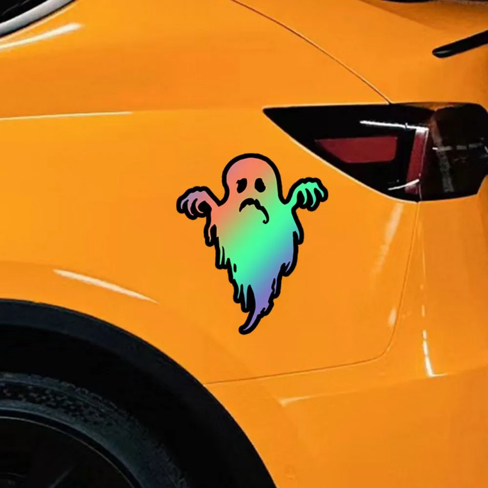 1PC Spooky Ghost Car Decal, Holographic Style Sticker, Eye - Catching Automotive Personality Decor