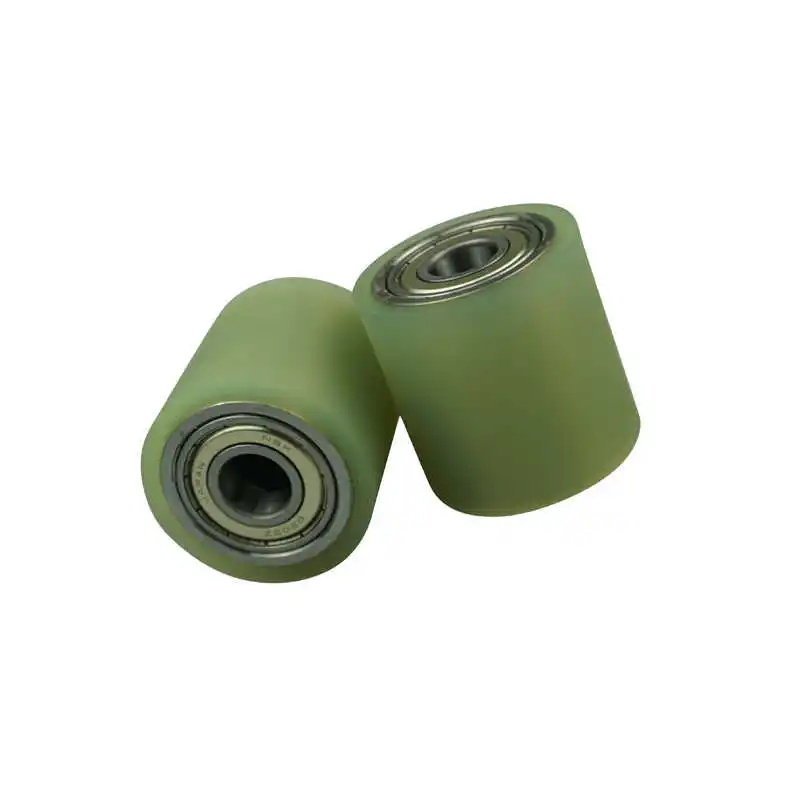 ID 12mm OD 40mm Polyurethane Coated Roller Wheel Urethane Grooved Roller Double Bearing Silent Wear-Resistant Conveyor Roller