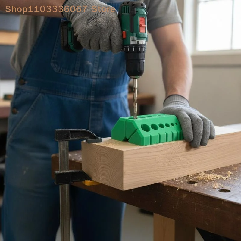 【HLS】Lightweight Adjustable Drill Guide Jig 45° 90° Angle With Scale Portable Drilling Locator for Outdoor Construction Work