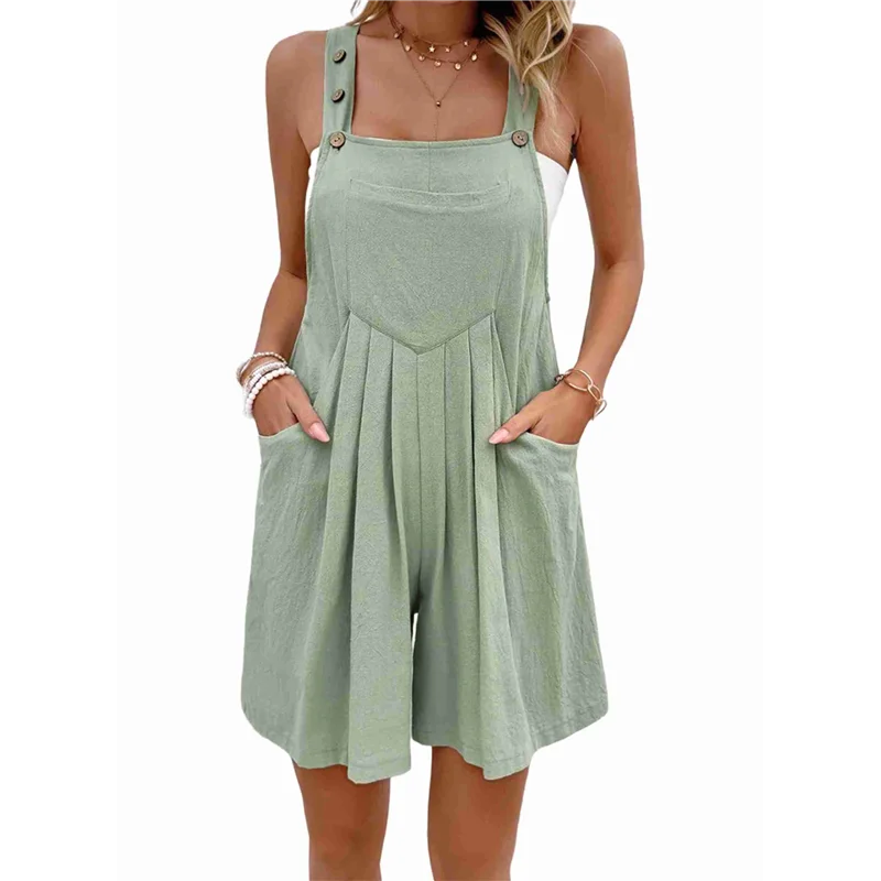 RTSHE-Pontini casual estivi da donna con bretelle, tute corte, tute larghe in lino, abiti da spiaggia, abiti da viaggio per le vacanze