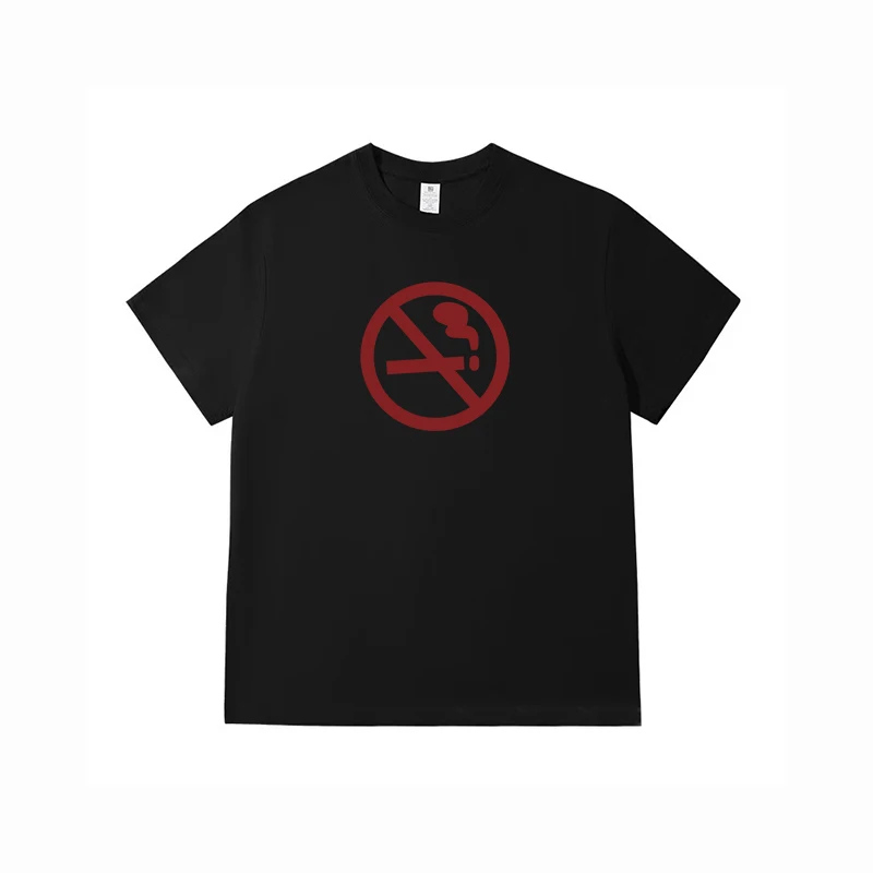 

Summer New Pure Cotton No Smoking Sign Funny Men's T-shirt Japanese Anime Marceline Same Style Short-sleeved T-shirt