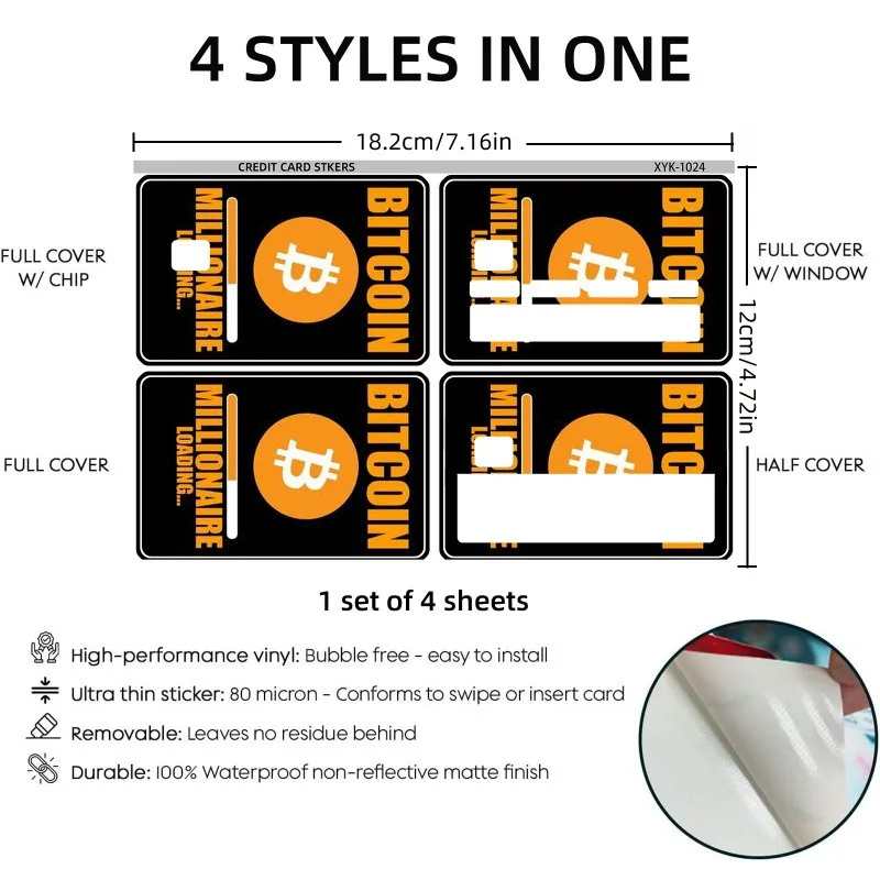 Matte Currency Themed Vinyl Decal Personalized Ornament Accessory Fit Standard Banking Chip Cards Creative Stylish Surface