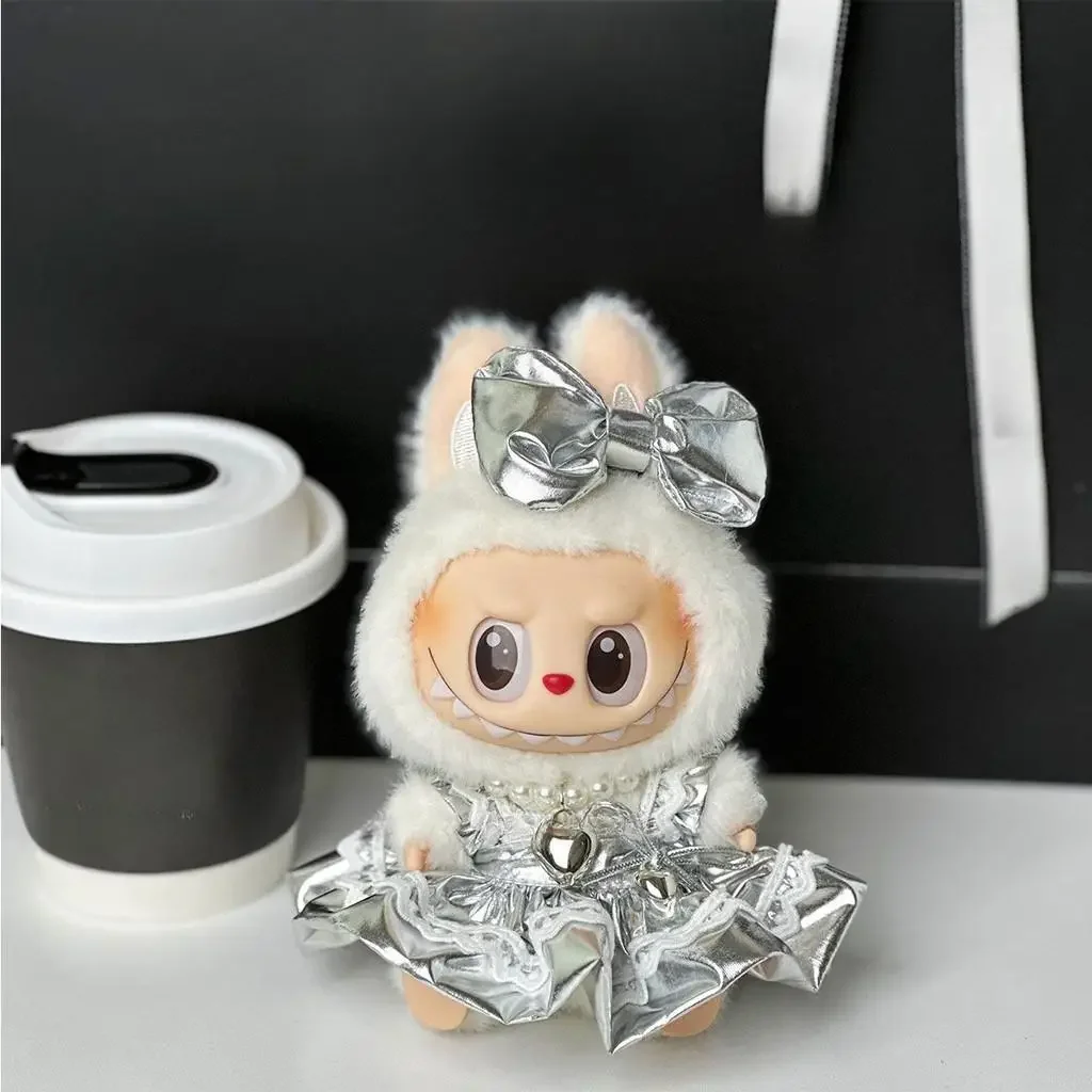 Mini Ropa para muñecas, accesorios para Ropa Labubu de 15-17cm y Vestido de muñeca de algodón de 10cm, traje, collar, Ropa