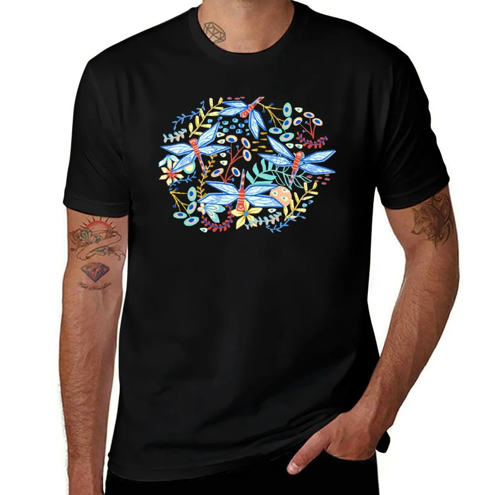Delightful Dragonflies T-Shirt Gym Wear Breathable Short Sleeve Tee
