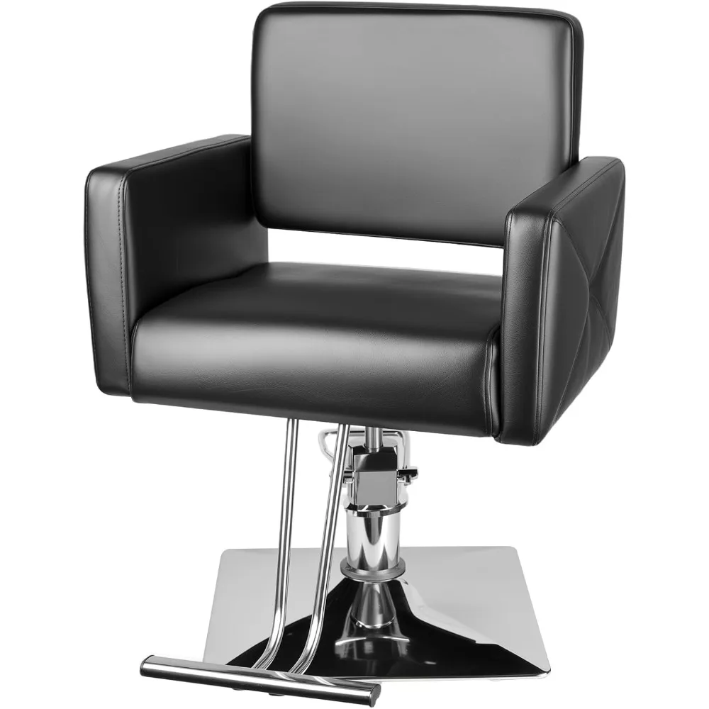 

Sturdy Hydraulic Salon Chair in Black, Adjustable Height, 360-Degree Swivel, Holds 300 LBS, Perfect for Stylists and Barbers