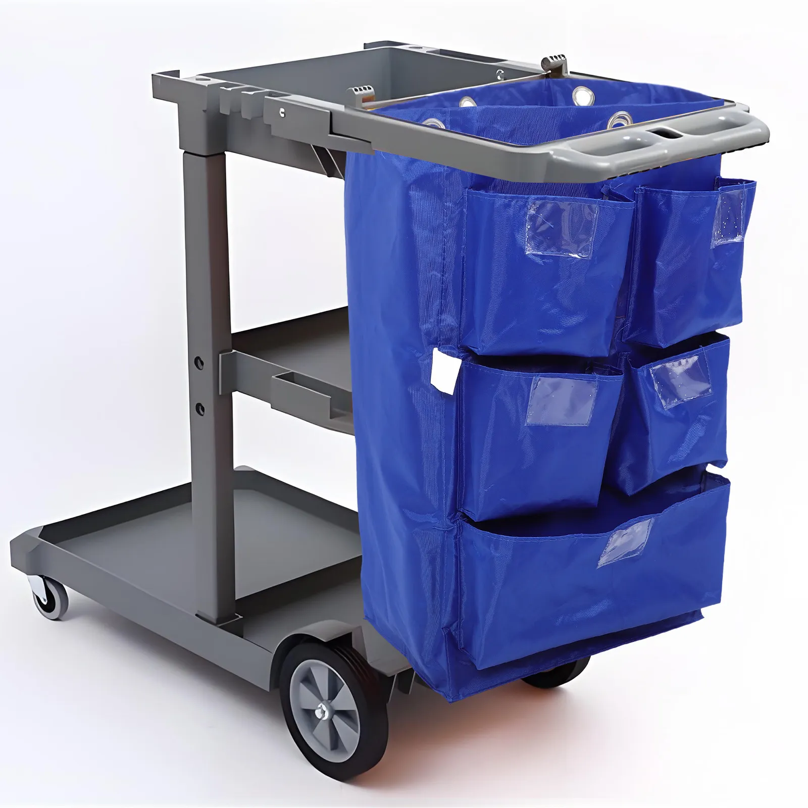 Janitorial Cart Bag Thick Fabric Durable Replacement Storage Bag for Trash Collection Cleaning Supplies Housekeeping
