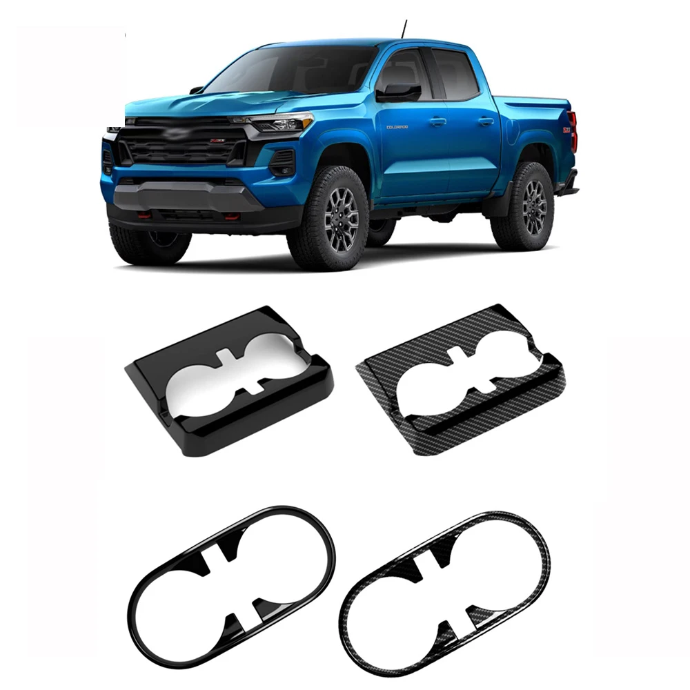 For Chevrolet Colorado 2024 2025 ABS Front Center Conlose Water Cup Holder Trim Rear Armrest Drink Holder Cover Trim Accessories