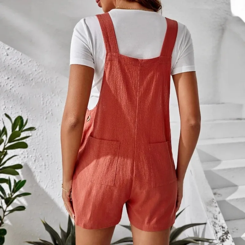 European and American Maternity Set Maternity Shorts Solid Color T-shirt and Waist Adjustable Shoulder Strap Jumpsuit Shorts