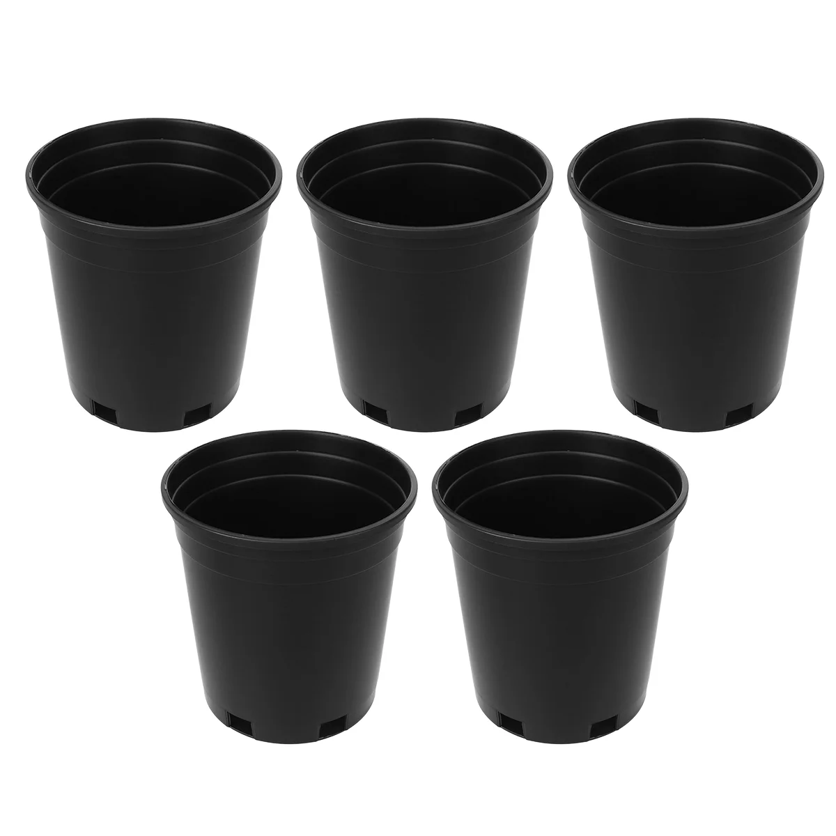 5 Pcs Round Bucket Garden Flowerpot Ornament Black Planter Thicken Tree Planting Pots