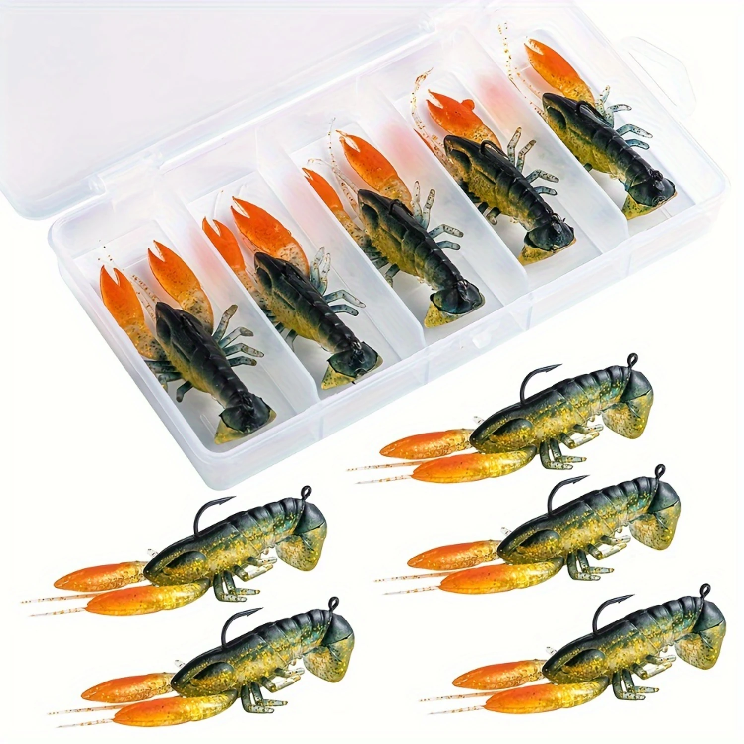 

5pcs Bionic Crawfish Lure With Hook, Artificial Soft Bait, Outdoor Fishing Tackle