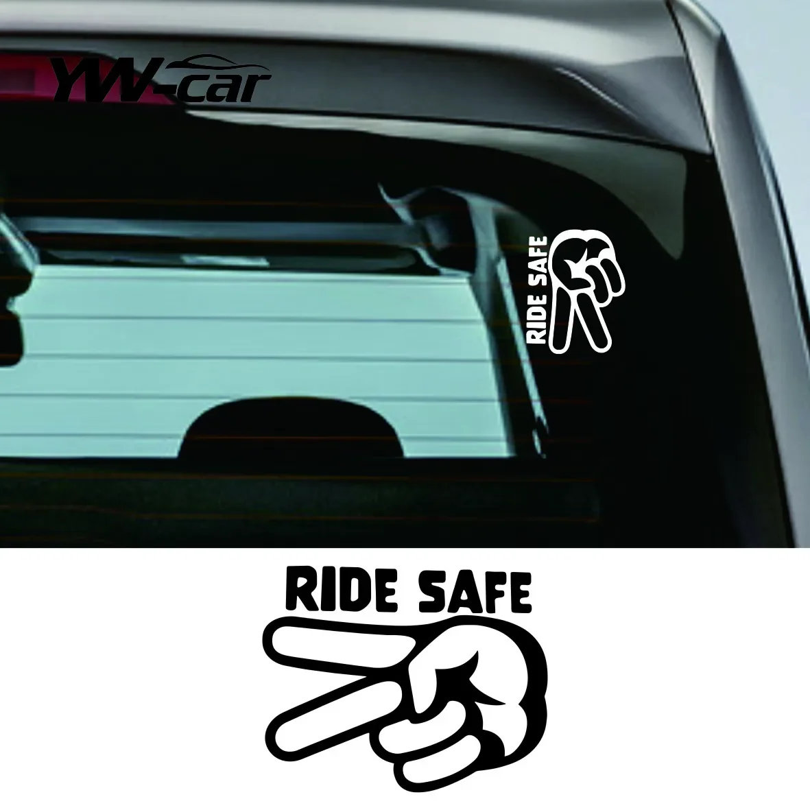 

Ride Safe Motorcycle Respect Decals 2 Fingers Down Vinyl Waterproof Removable Stickers For Bikers, Car Window, Helmet Decoration