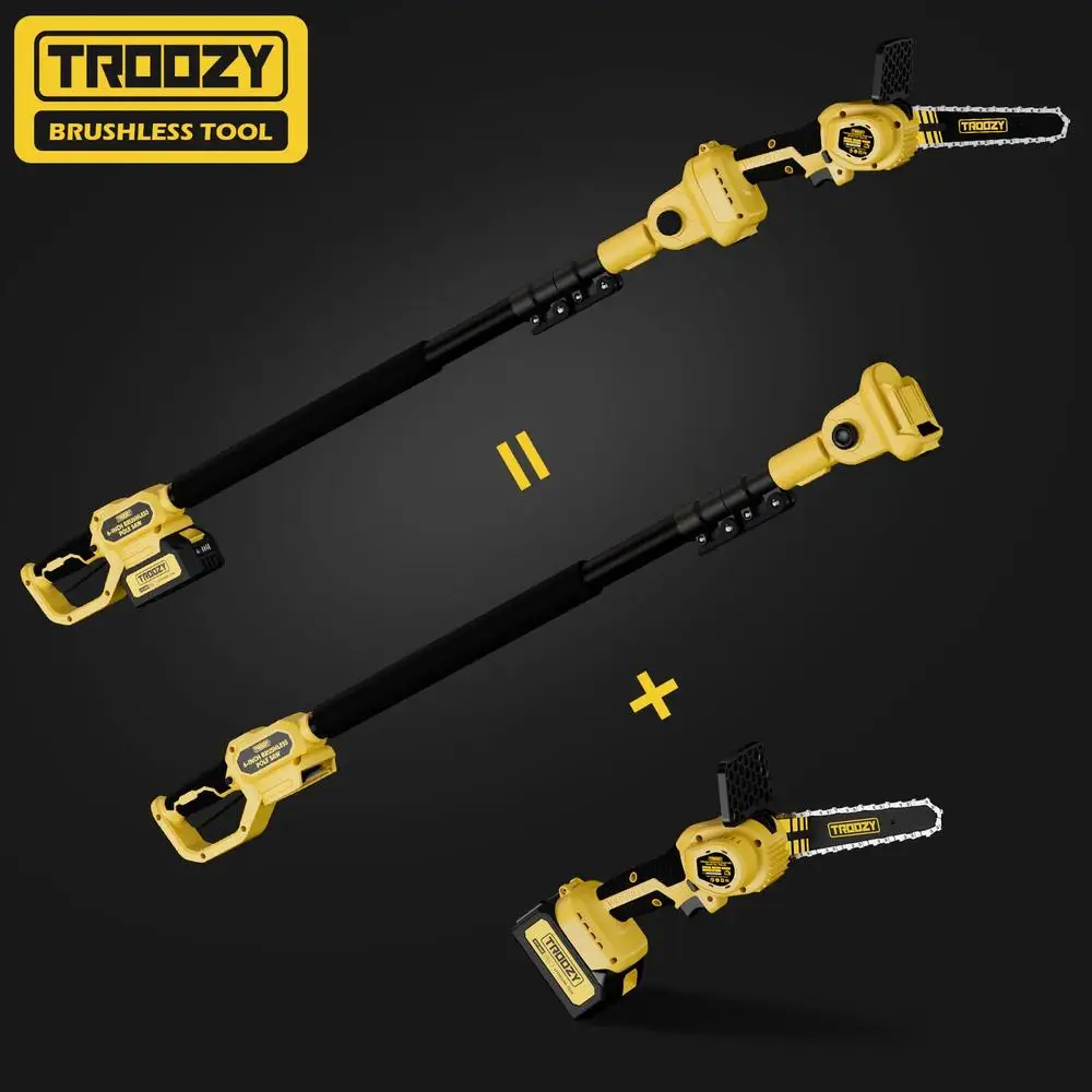 2-in-1 ไร้สาย 6 "Pole Saw & Chainsaw 21V 3Ah แบตเตอรี่ 7.7lb น้ําหนักเบา 15ft Max Reach หมุนได้สําหรับตัดต้นไม้