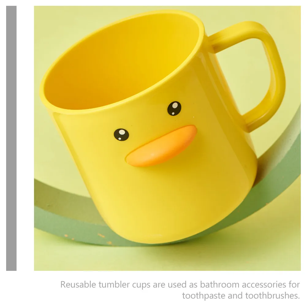 2Pcs Smooth Handle Duck Shaped Plastic Cups for Brushing Teeth Bathroom Accessories Toothbrush Storage Cup Drinking Tumbler