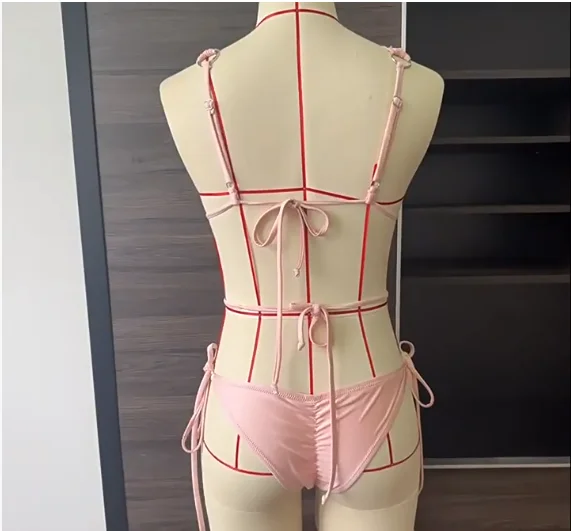 

2025 New Deep V One Piece Swimsuit Halter Solid Color Women's Backless Bathing Suit Bandage Swimwear for Women