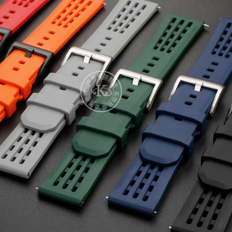 Fluorine Rubber Watch Strap Wuitable for Radar Watch Cook Captain Citroena DS for Omega Hippocampus Strap Silicone Bracelet20 22