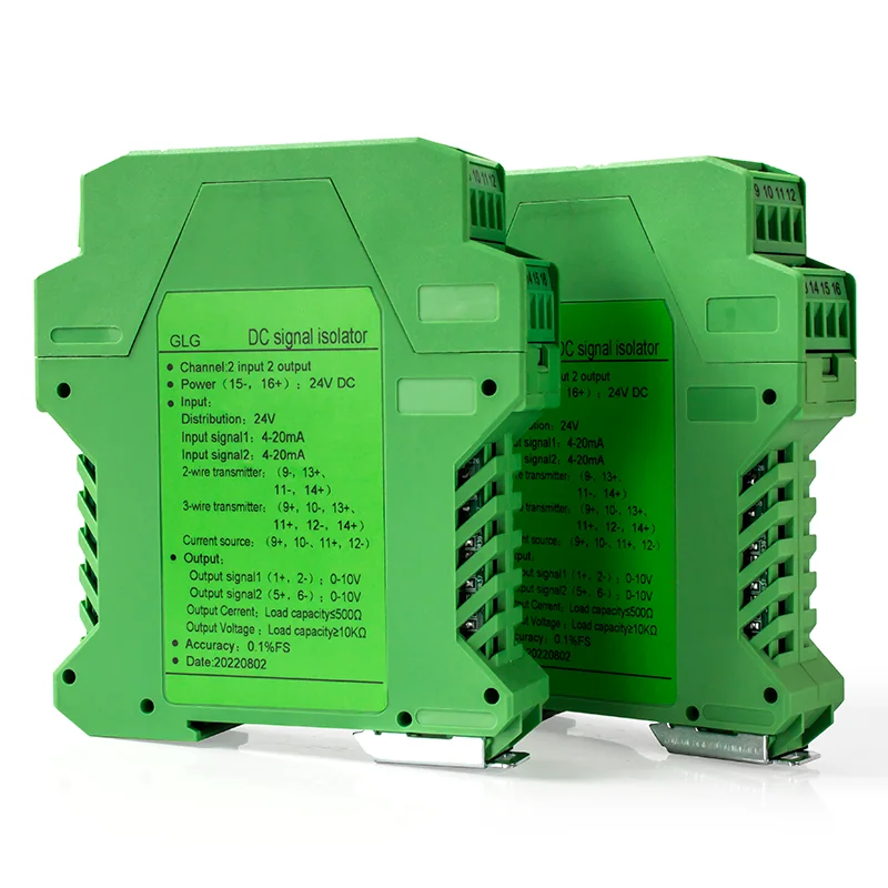 1 in 1 uscita 2 ingressi 4-20 mA ingresso uscita isolatore di segnale AC/DC 85-265 sensore di segnale 0-5 V 0-10 V DC24V alimentatore