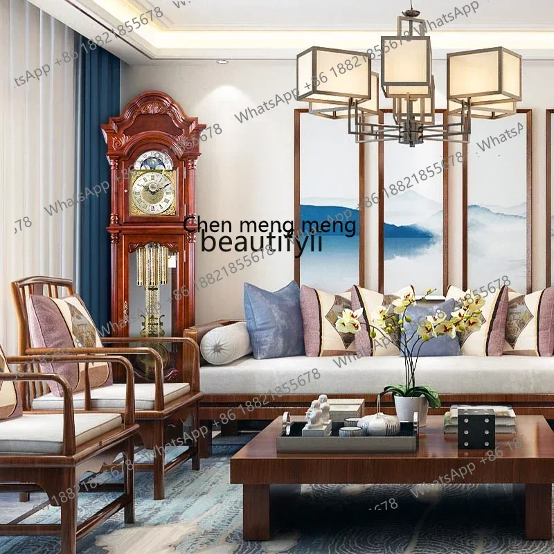 CC The Grandfather Clock High-Grade Solid Wood Clock European Living Room Standing Grandfather Clock Mechanical  Hermle Movement
