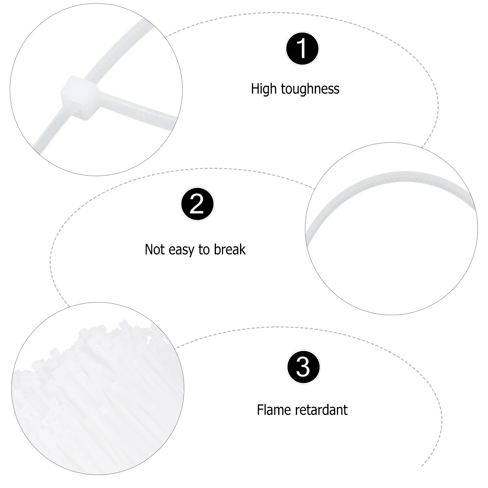 

1000pcs Cable Heavy Duty Flame Retardant Uv Resistant For Outdoor Indoor Wiring Garden Management Plastic Wire Zip Ties Black