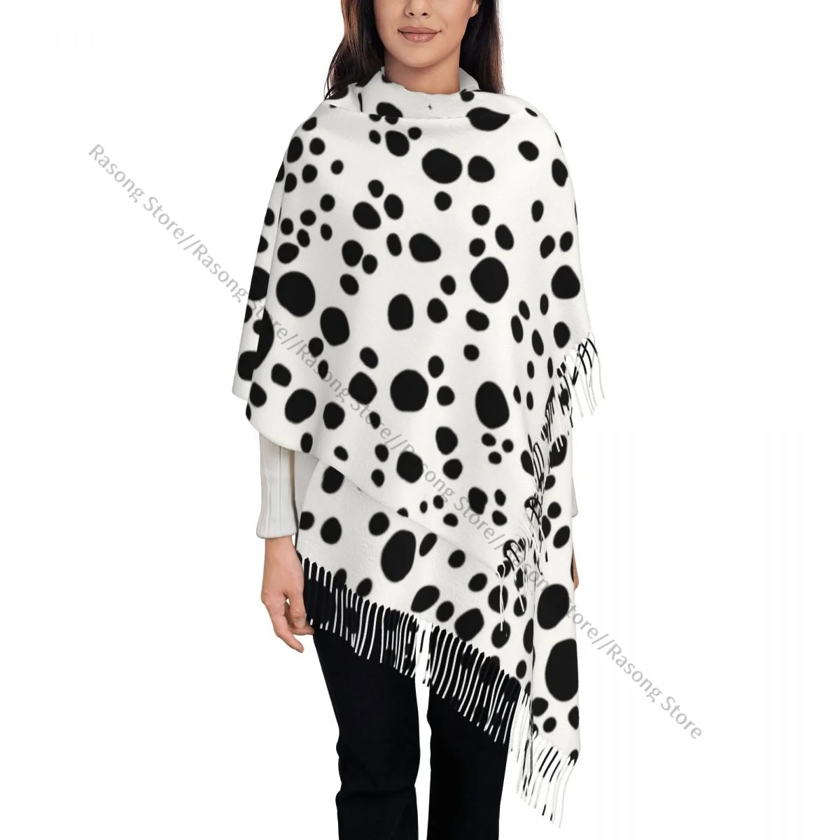 Abstract Dalmatian Pattern Winter Scarf Shawls Wrap Women Men Warm Bufanda Tassel Scarves