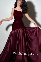 Fashionvane Customized Women Dress Mermaid Sleeveless Velvet Prom Dress Christmas Eve Party Dresses Special Occasion Gown