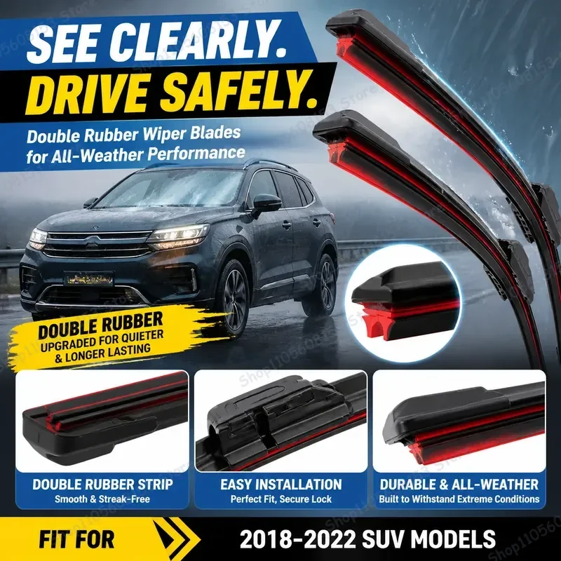 

For Citroen C5 Aircross 2018 2019 2020 2021 2022 Front Windshield Wiper Blades Double Rubber Replacement Car Accessories High