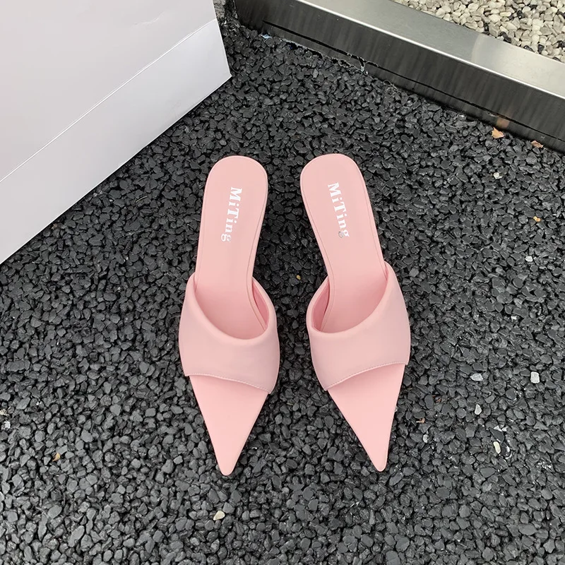 Alionly 2023 New Purple Slipper Summer Outdoor Sandal Women Square High Heel Slip On Flip Flop Slides Size 34 39