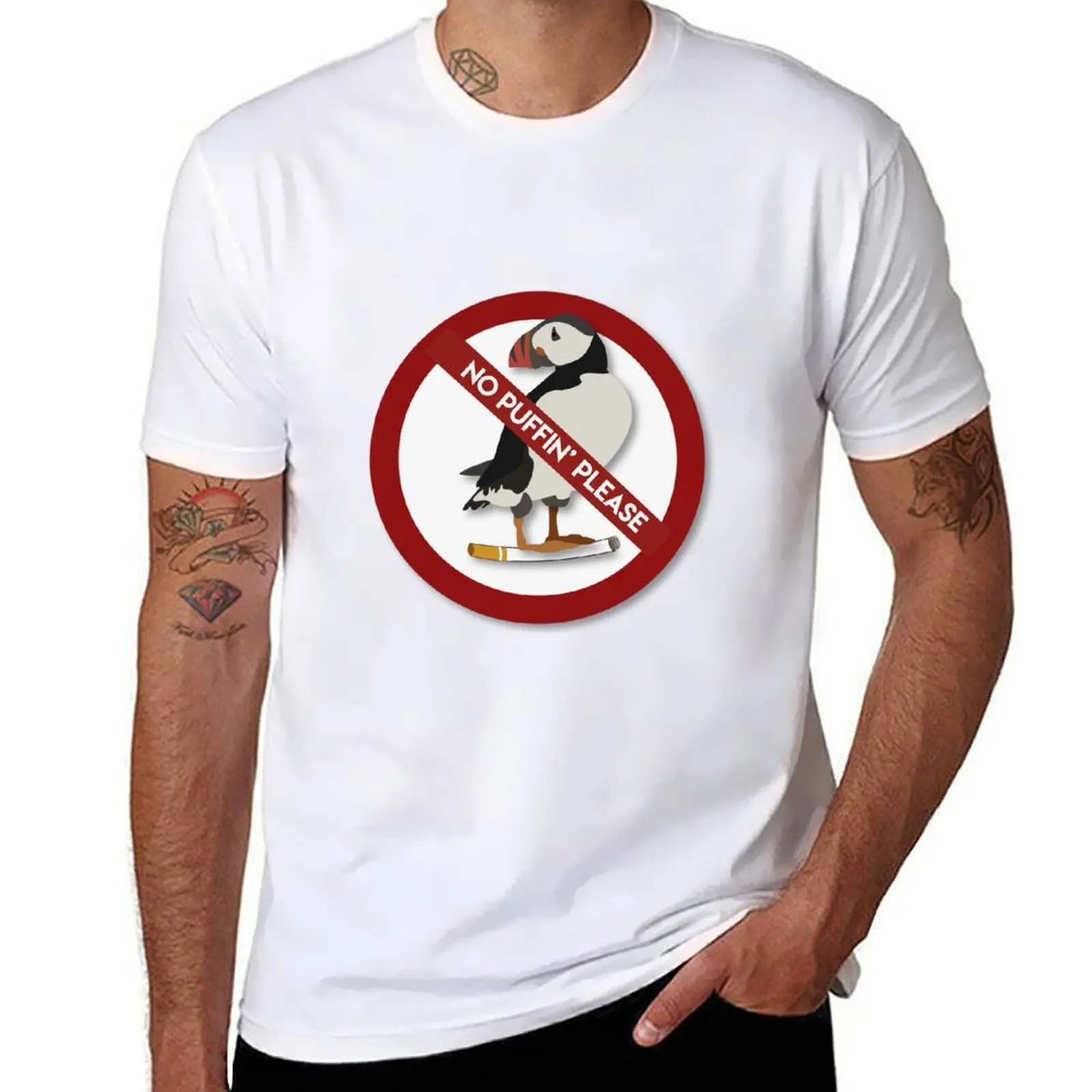

No Puffin' plz T-Shirt cotton t shirt man t shirts for man cotton soft essential t shirt T-Shirt