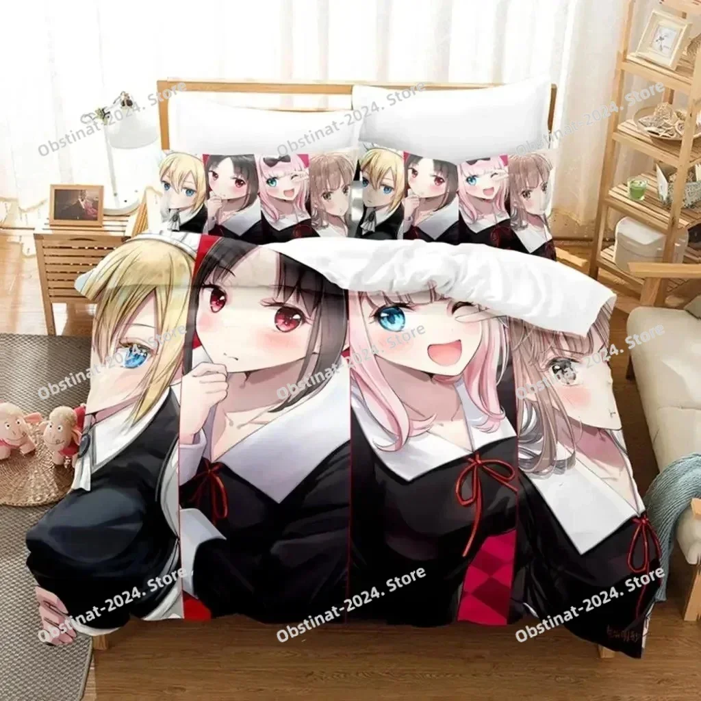 3D Anime Kaguya-sama Love Is War Miss Huiye Bedding Set Print single Comforter Duvet Cover Pillow Case 3 Pieces Kids Adult Size